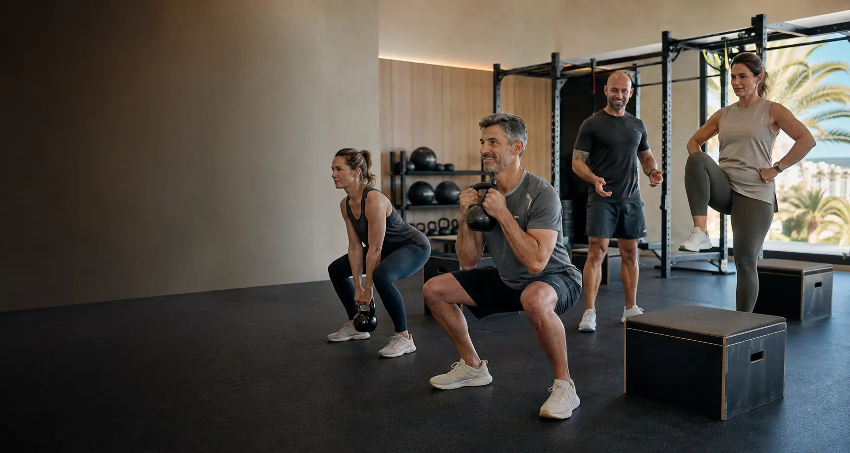 Entrenamiento funcional en una zona amplia del gimnasio